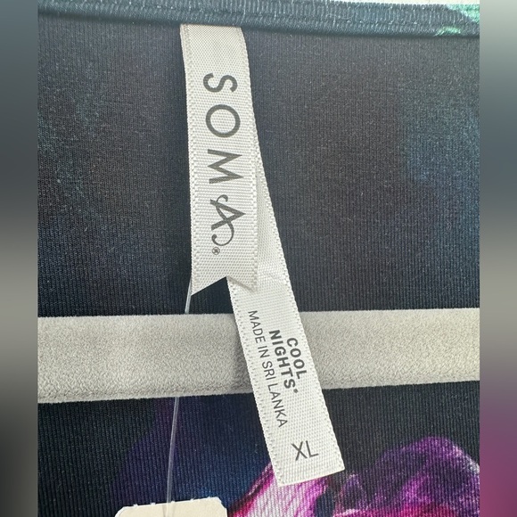 Soma XL Cool Nights Short Sleeve Tshirt Dress Pajamas NEW Floral Blue Pink - Picture 3 of 4